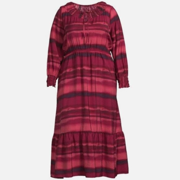 Terra And Sky Long Sleeve Peasant Tiered Maxi Dress 4X (28W-30W) - Picture 4 of 10